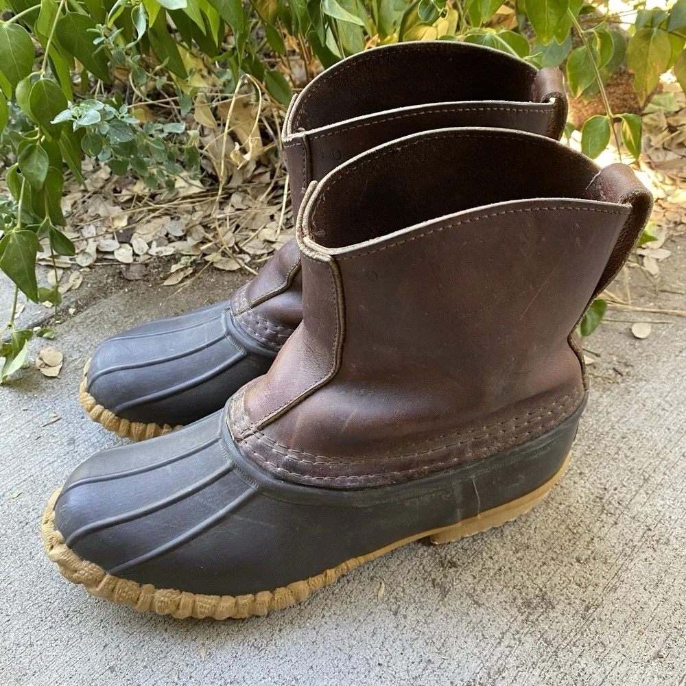 Vintage Schnee's Boots Bozeman Montana Rain Outdoors Pull On Duck Size 10 USA